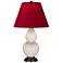 Double Gourd 22.75"H Bone And Bronze Lamp w/ Rose And Ink Shade