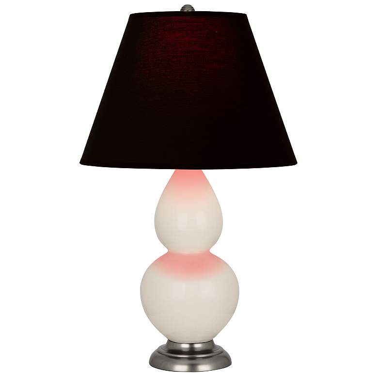 Image 1 Double Gourd 22.75"H Bone And Silver Accent Lamp w/ Ink And Rose Shade