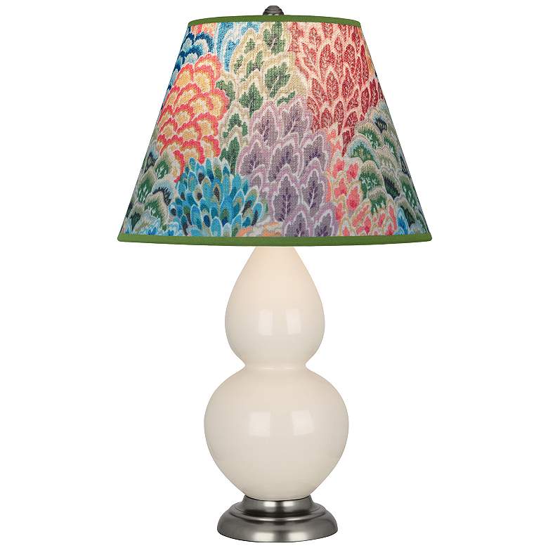 Image 1 Double Gourd 22.75"H Bone And Silver Accent Lamp w/ Spring Shade