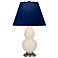 Double Gourd 22.75"H Bone And Silver Lamp w/ Navy And Gray Shade