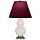 Double Gourd 22.75"H Bone And Silver Lamp w/ Plum And Lavender Shade