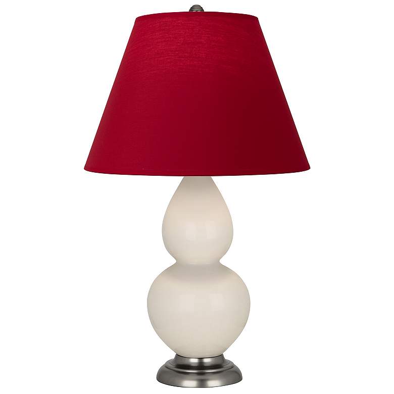 Image 1 Double Gourd 22.75"H Bone And Silver Lamp w/ Rose And Ink Shade