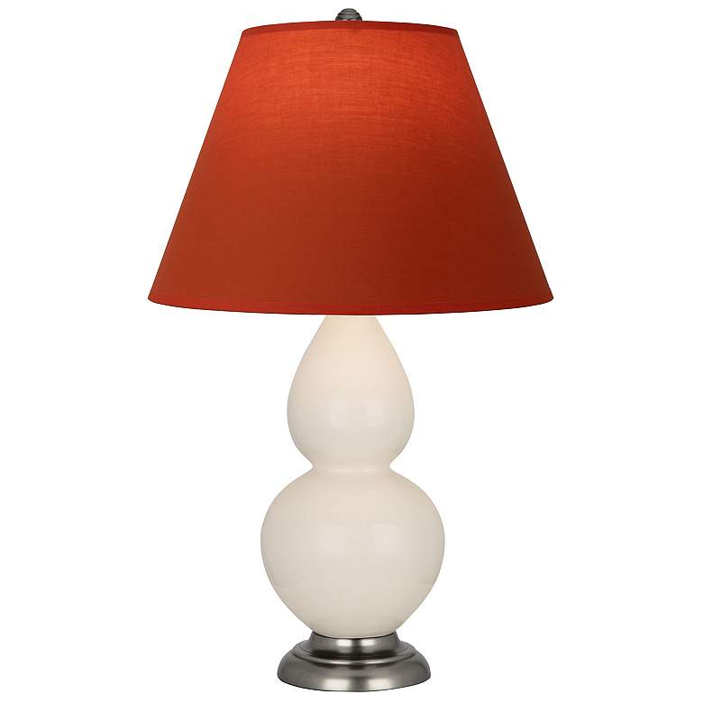 Image 1 Double Gourd 22.75"H Bone And Silver Lamp w/ Tangerine And Taupe Shade