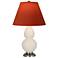 Double Gourd 22.75"H Bone And Silver Lamp w/ Tangerine And Taupe Shade
