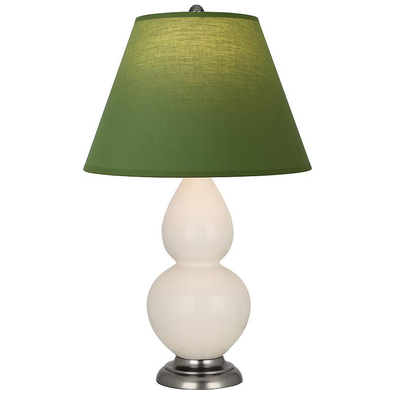 Image 1 Double Gourd 22.75"H Bone And Silver Lamp w/ Tea Green And Taupe Shade