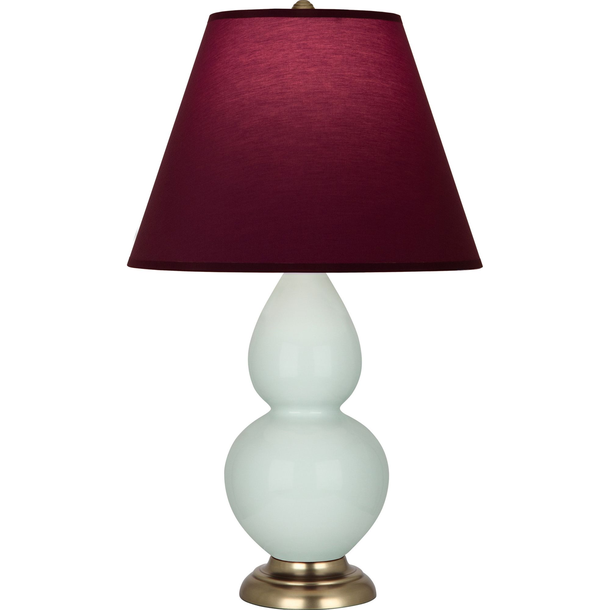 Image 2 Double Gourd 22.75"H Celadon And Brass Lamp w/ Plum And Lavender Shade more views