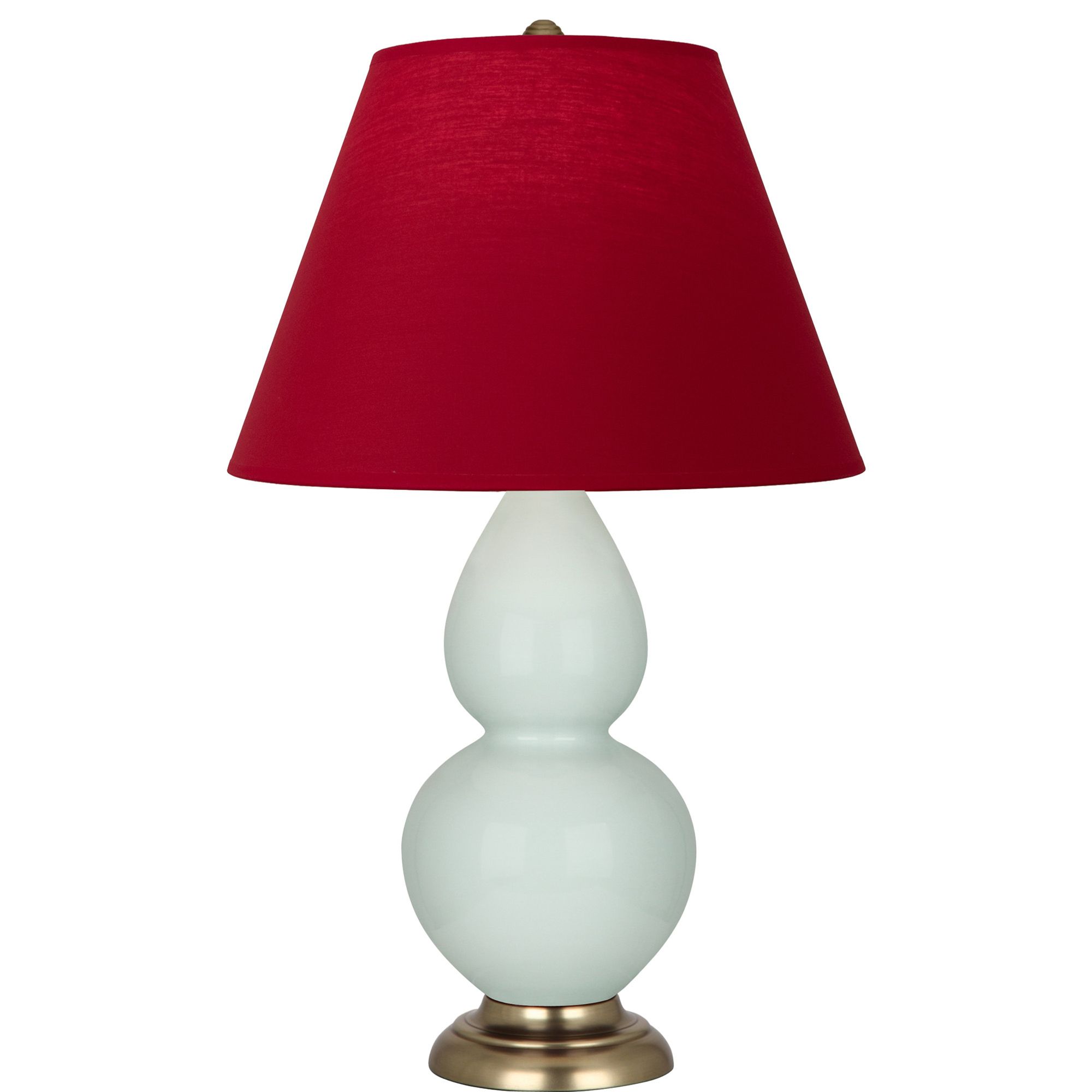 Image 2 Double Gourd 22.75"H Celadon And Brass Lamp w/ Rose And Ink Shade more views