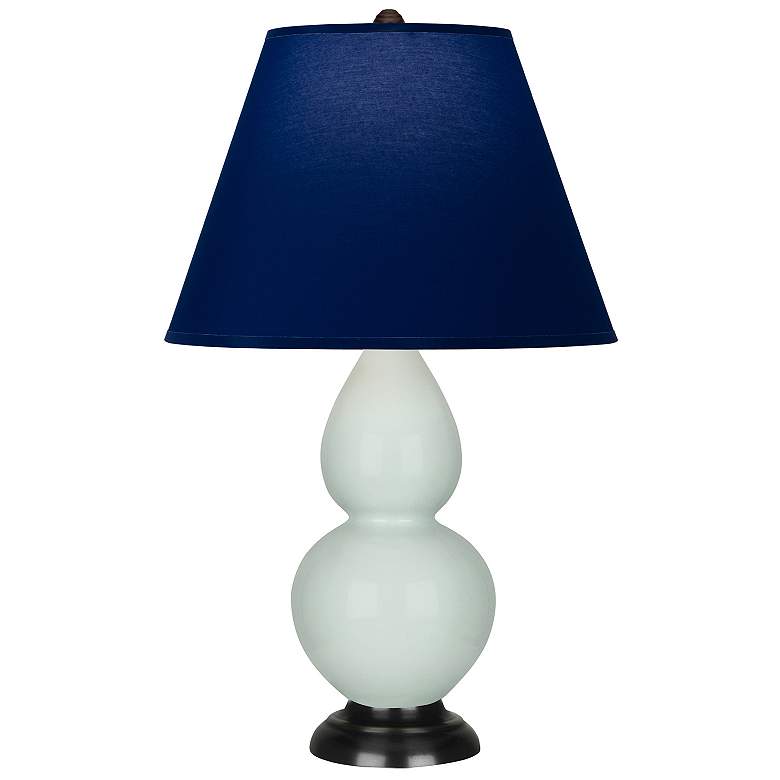 Image 1 Double Gourd 22.75"H Celadon And Bronze Lamp w/ Navy And Gray Shade