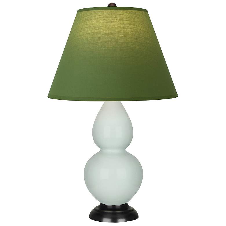 Image 1 Double Gourd 22.75"H Celadon And Bronze Lamp w/ Tea And Taupe Shade