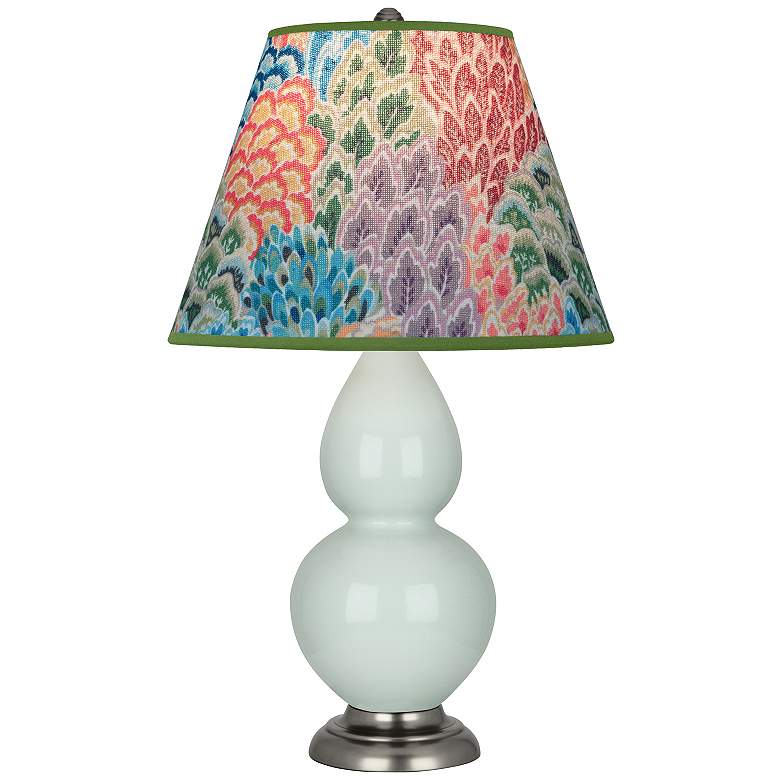 Image 1 Double Gourd 22.75"H Celadon And Silver Accent Lamp w/ Spring Shade