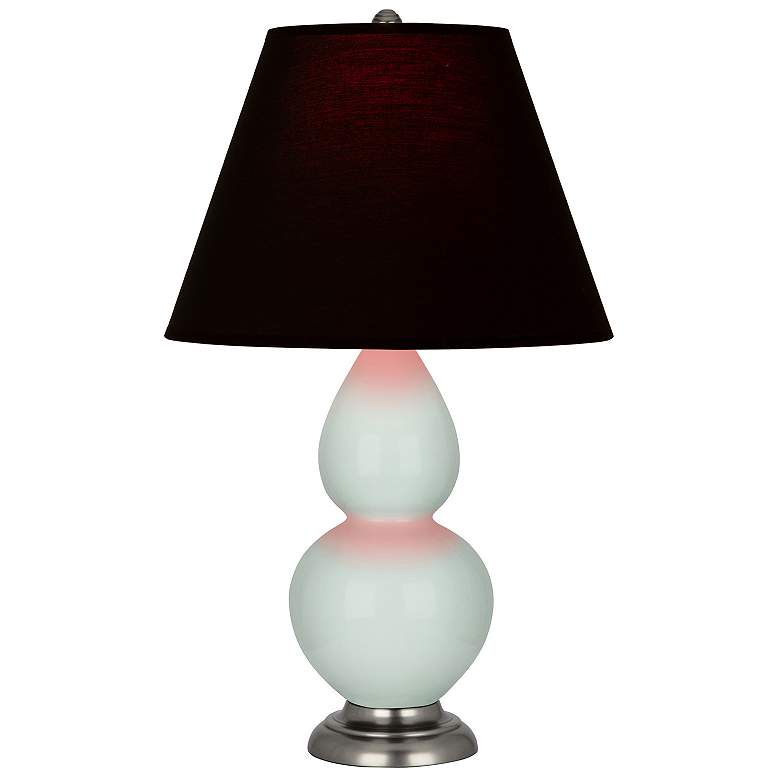 Image 1 Double Gourd 22.75"H Celadon And Silver Lamp w/ Ink And Rose Shade