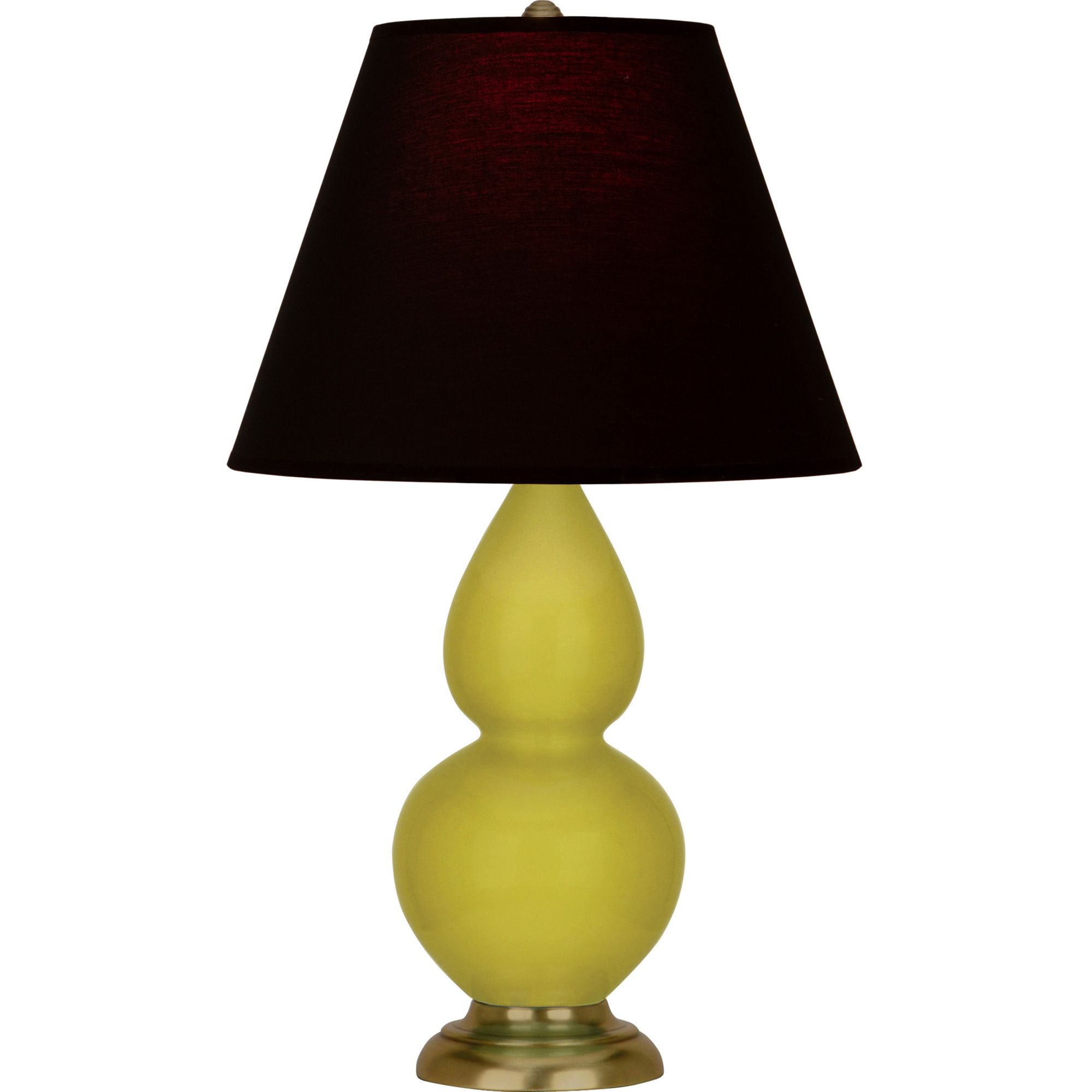 Image 2 Double Gourd 22.75"H Citron And Brass Lamp w/ Ink And Rose Made to Order more views