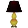 Double Gourd 22.75"H Citron And Brass Lamp w/ Ink And Rose Shade