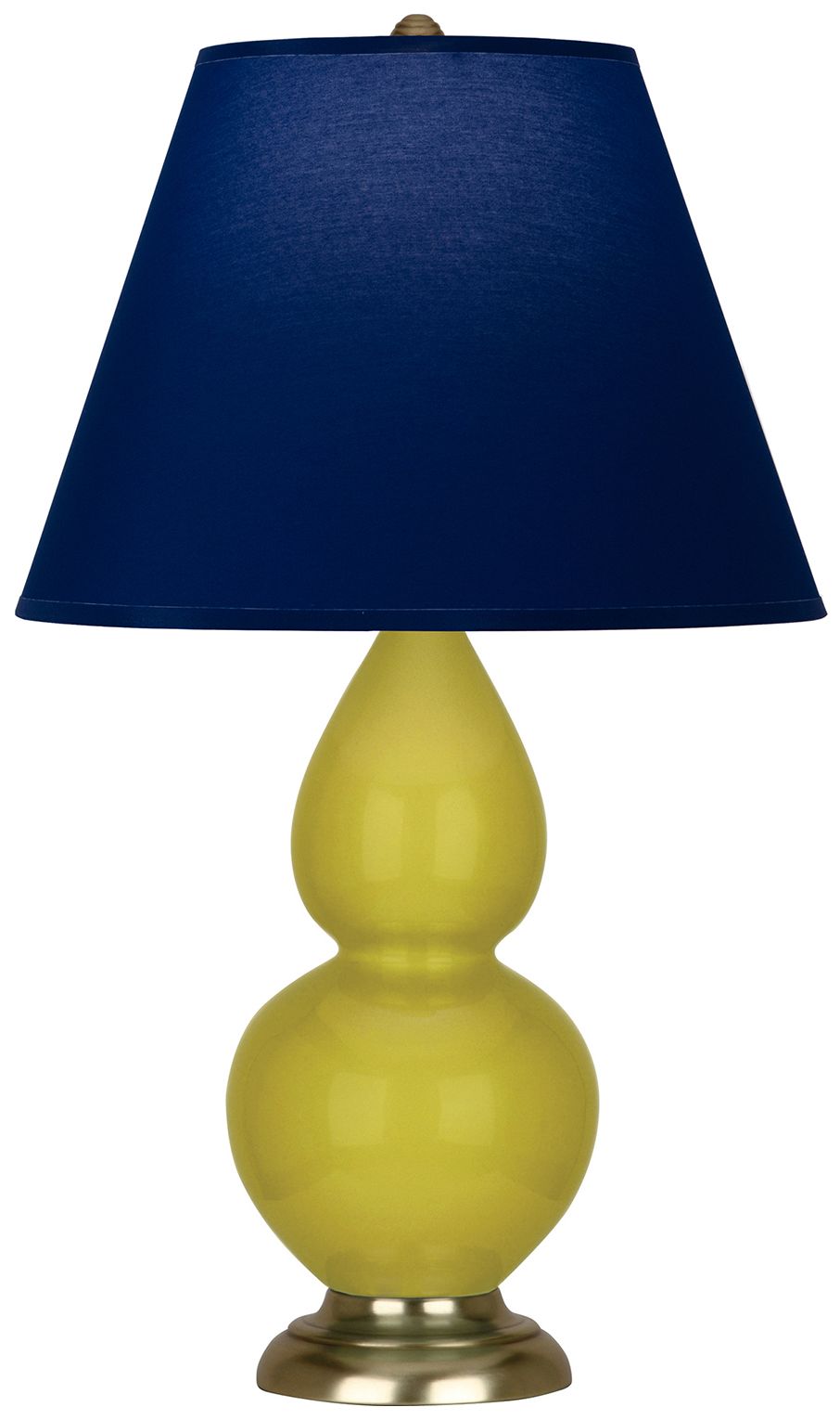 Double Gourd 22.75"H Citron And Brass Lamp w/ Navy And Gray Made to Order