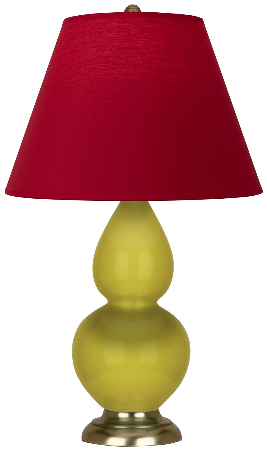 Double Gourd 22.75"H Citron And Brass Lamp w/ Rose And Ink Made to Order