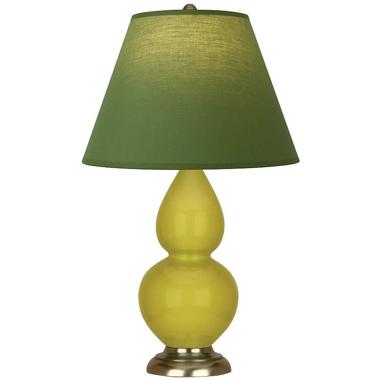 Image 1 Double Gourd 22.75"H Citron And Brass Lamp w/ Tea And Taupe Shade