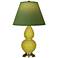 Double Gourd 22.75"H Citron And Brass Lamp w/ Tea And Taupe Shade