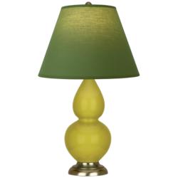 Double Gourd 22.75"H Citron And Brass Lamp w/ Tea And Taupe Shade