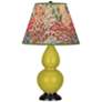 Double Gourd 22.75"H Citron And Bronze Lamp w/ Fall Floral Shade