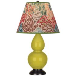 Double Gourd 22.75"H Citron And Bronze Lamp w/ Fall Floral Shade