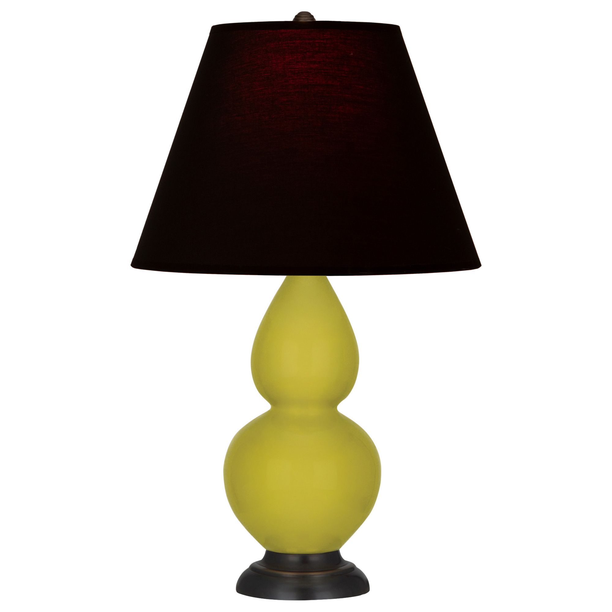 Image 2 Double Gourd 22.75"H Citron And Bronze Lamp w/ Ink And Rose Made to Order more views