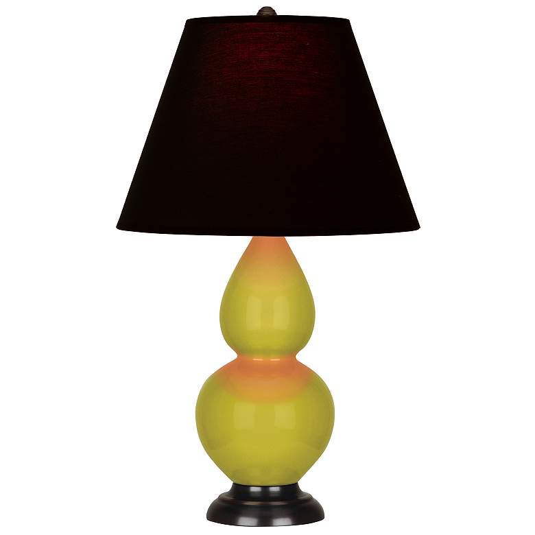 Image 1 Double Gourd 22.75"H Citron And Bronze Lamp w/ Ink And Rose Shade