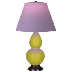 Double Gourd 22.75"H Citron And Bronze Lamp w/ Lavender And Plum Shade