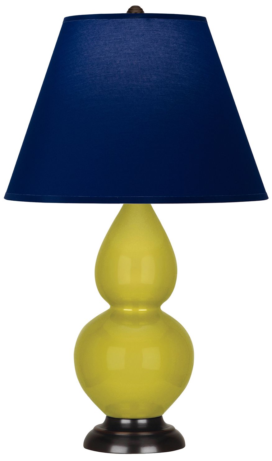 Double Gourd 22.75"H Citron And Bronze Lamp w/ Navy And Gray Made to Order