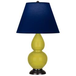 Double Gourd 22.75"H Citron And Bronze Lamp w/ Navy And Gray Shade