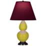 Double Gourd 22.75"H Citron And Bronze Lamp w/ Plum And Lavender Shade