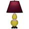 Double Gourd 22.75"H Citron And Bronze Lamp w/ Plum And Lavender Shade