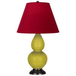 Double Gourd 22.75"H Citron And Bronze Lamp w/ Rose And Ink Shade