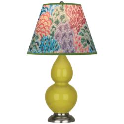 Double Gourd 22.75"H Citron And Silver Accent Lamp w/ Spring Shade
