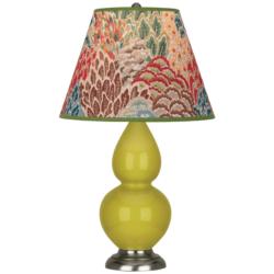 Double Gourd 22.75"H Citron And Silver Lamp w/ Fall Floral Shade