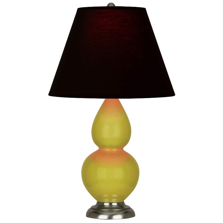 Image 1 Double Gourd 22.75"H Citron And Silver Lamp w/ Ink And Rose Shade