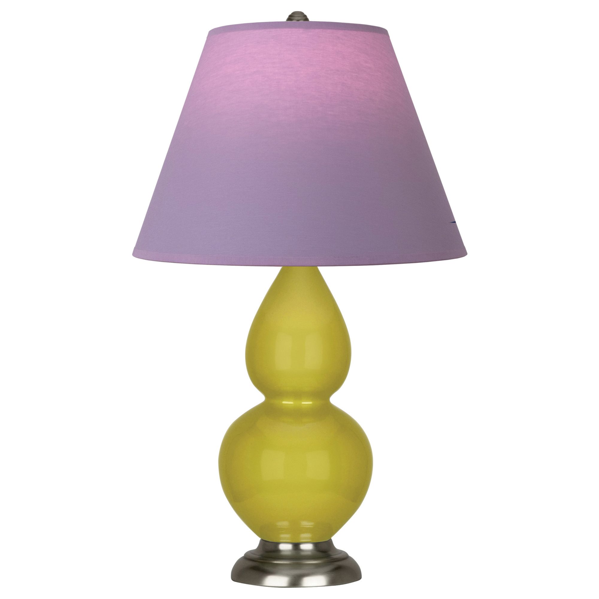 Image 2 Double Gourd 22.75"H Citron And Silver Lamp w/ Lavender And Plum Shade more views