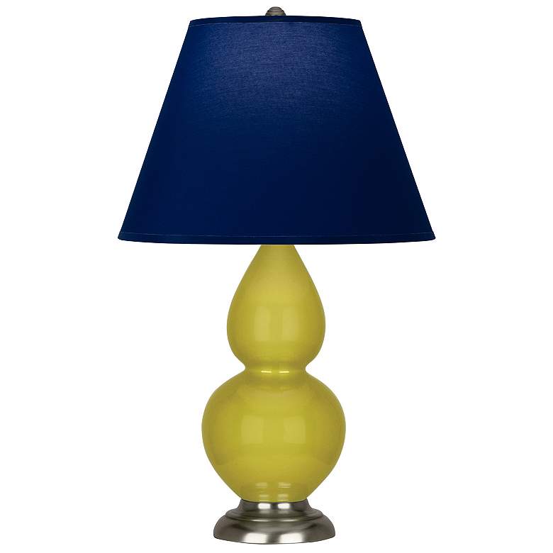 Image 1 Double Gourd 22.75"H Citron And Silver Lamp w/ Navy And Gray Shade