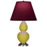 Double Gourd 22.75"H Citron And Silver Lamp w/ Plum And Lavender Shade