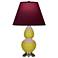 Double Gourd 22.75"H Citron And Silver Lamp w/ Plum And Lavender Shade