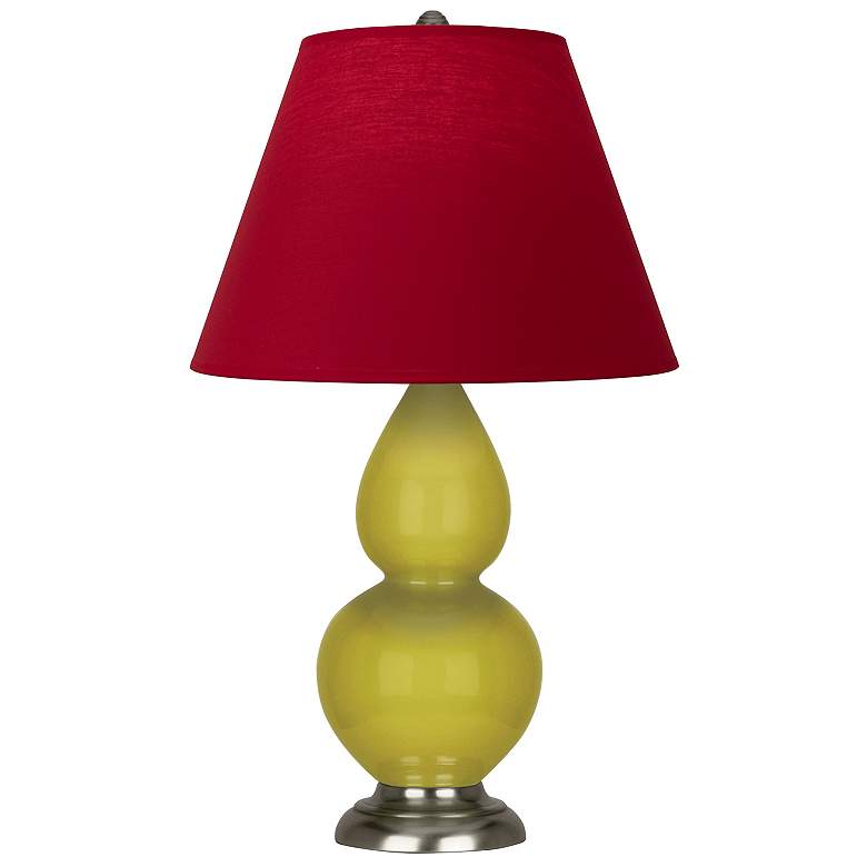 Image 1 Double Gourd 22.75"H Citron And Silver Lamp w/ Rose And Ink Shade