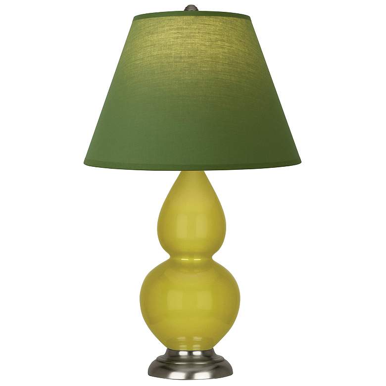 Image 1 Double Gourd 22.75"H Citron And Silver Lamp w/ Tea And Taupe Shade
