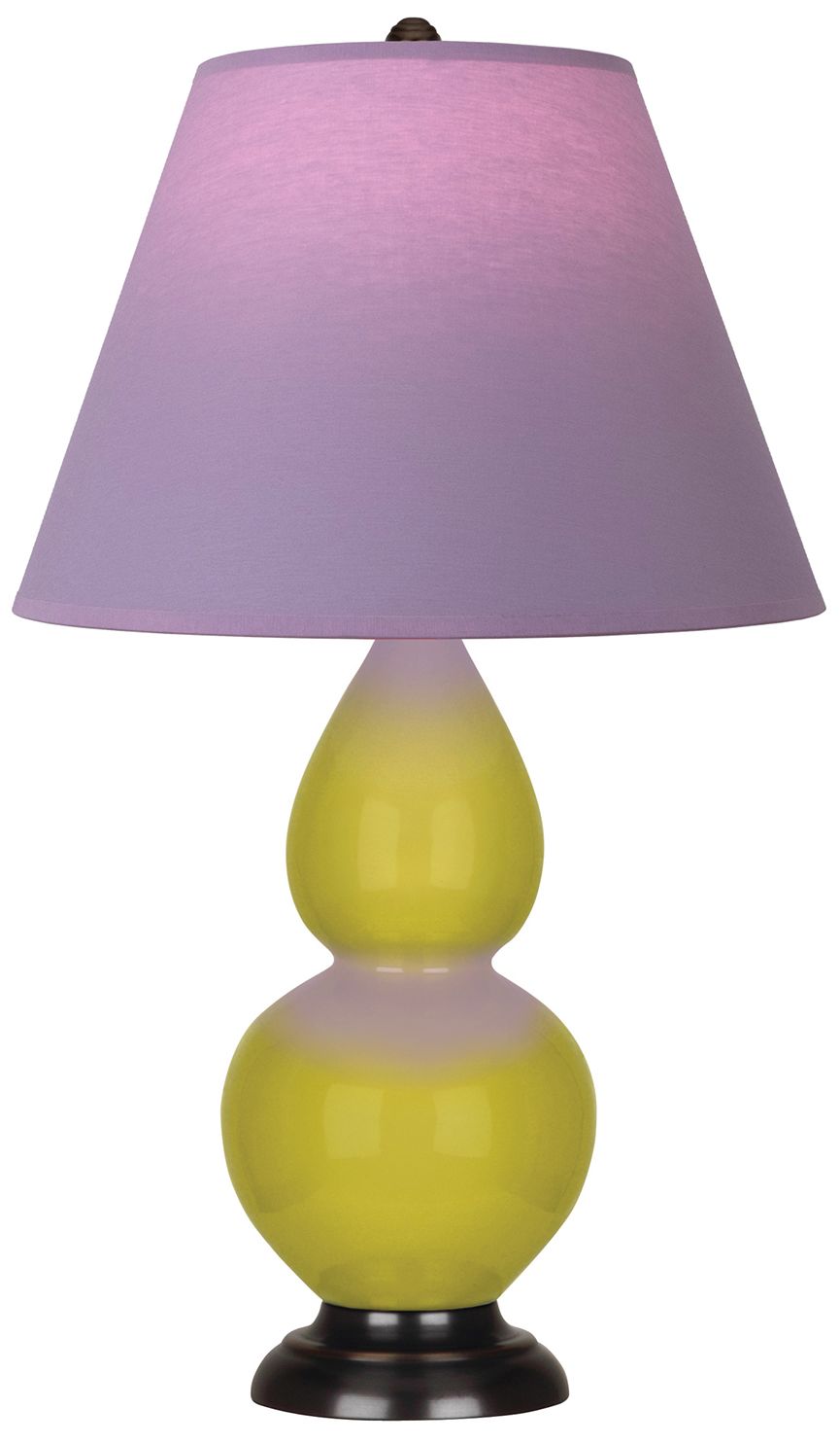 Double Gourd 22.75"H Citron & Bronze Lamp w/ Lavender & Plum Made to Order