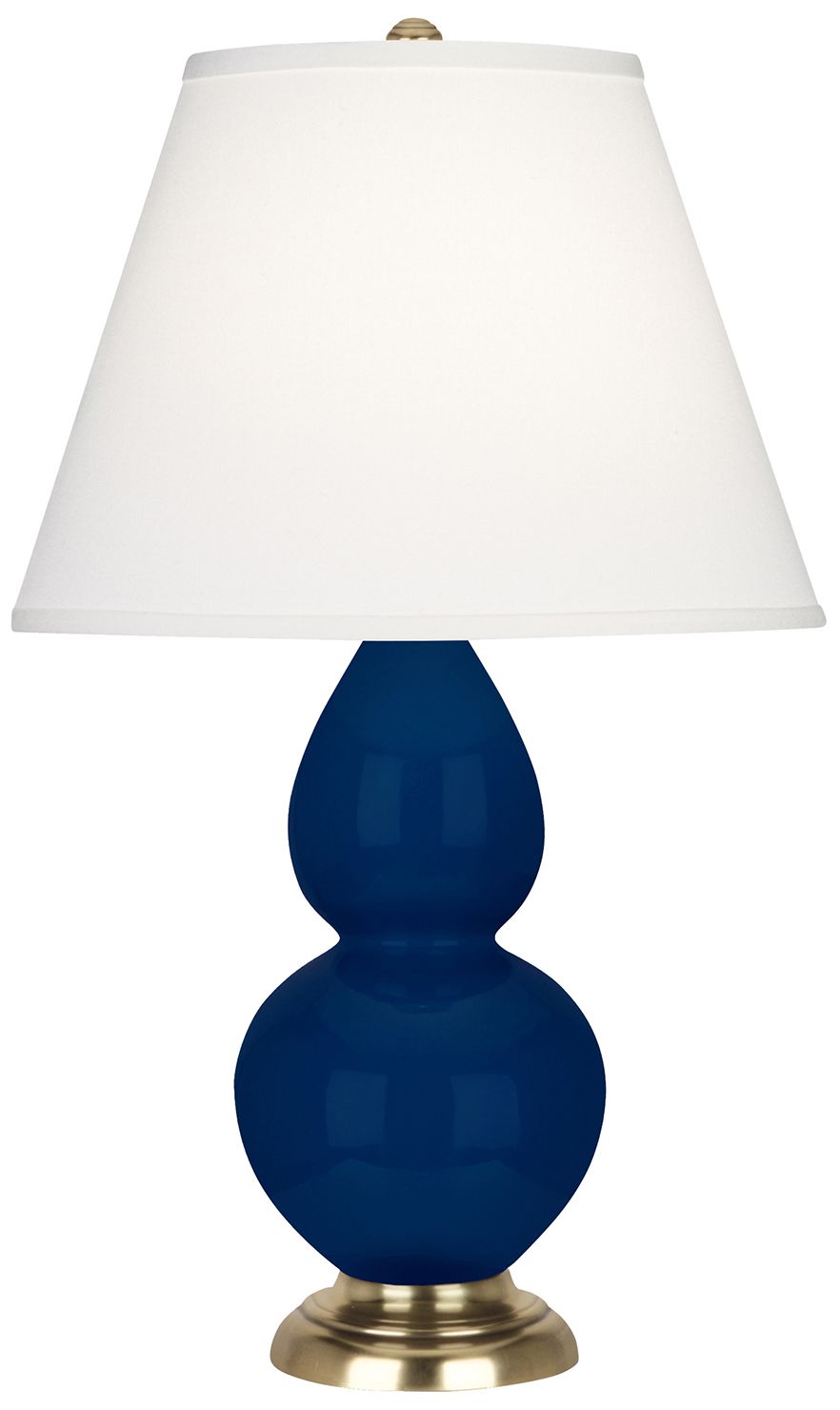 Double Gourd 22.75"H Cobalt And Brass Accent Lamp w/ Pearl Made to Order