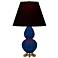 Double Gourd 22.75"H Cobalt And Brass Lamp w/ Ink And Rose Shade