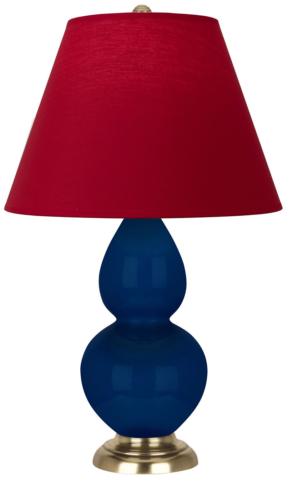 Double Gourd 22.75"H Cobalt And Brass Lamp w/ Rose And Ink Made to Order