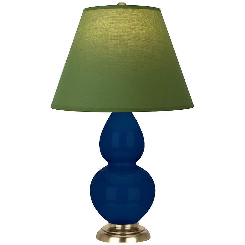 Image 1 Double Gourd 22.75"H Cobalt And Brass Lamp w/ Tea And Taupe Shade