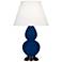 Double Gourd 22.75"H Cobalt And Bronze Accent Lamp w/ Pearl Shade