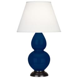 Double Gourd 22.75"H Cobalt And Bronze Accent Lamp w/ Pearl Shade