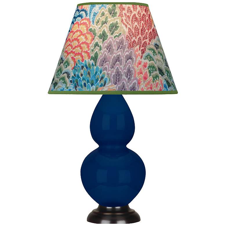 Image 1 Double Gourd 22.75"H Cobalt And Bronze Accent Lamp w/ Spring Shade