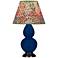 Double Gourd 22.75"H Cobalt And Bronze Lamp w/ Fall Floral Shade